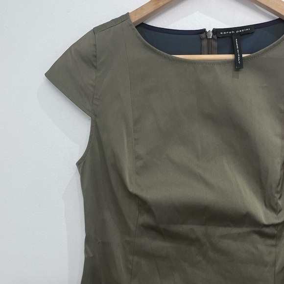 SARAH pacini green brown and grey dress with zipper size 0 - Picture 3 of 12